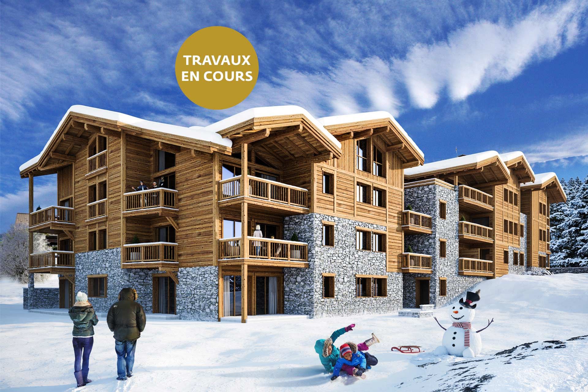 Alps Living - Programme immobilier La Ferme des Pistes, Les Gets - Vue extérieure 3 - Travaux en cours